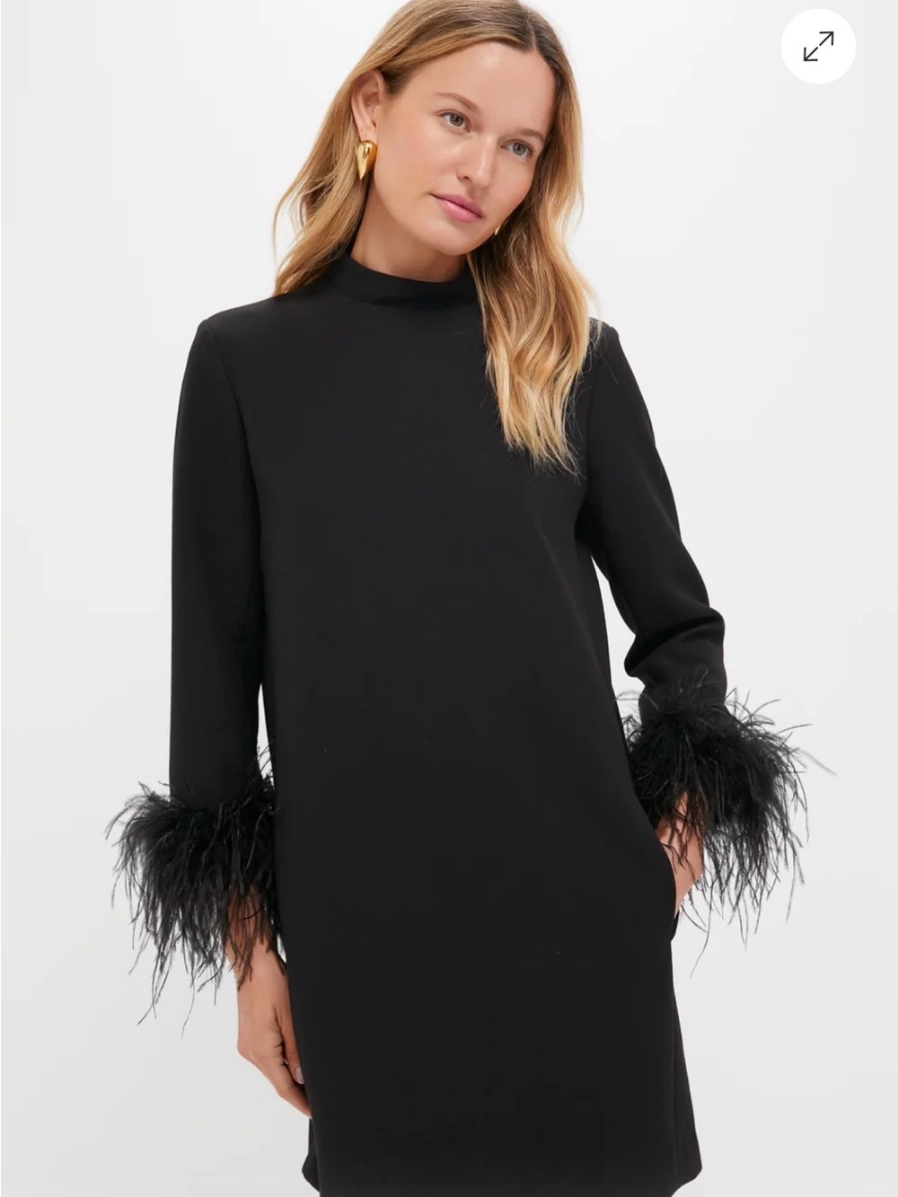 Tuckernuck Black Long-Sleeve Shift Dress with Feather Cuffs